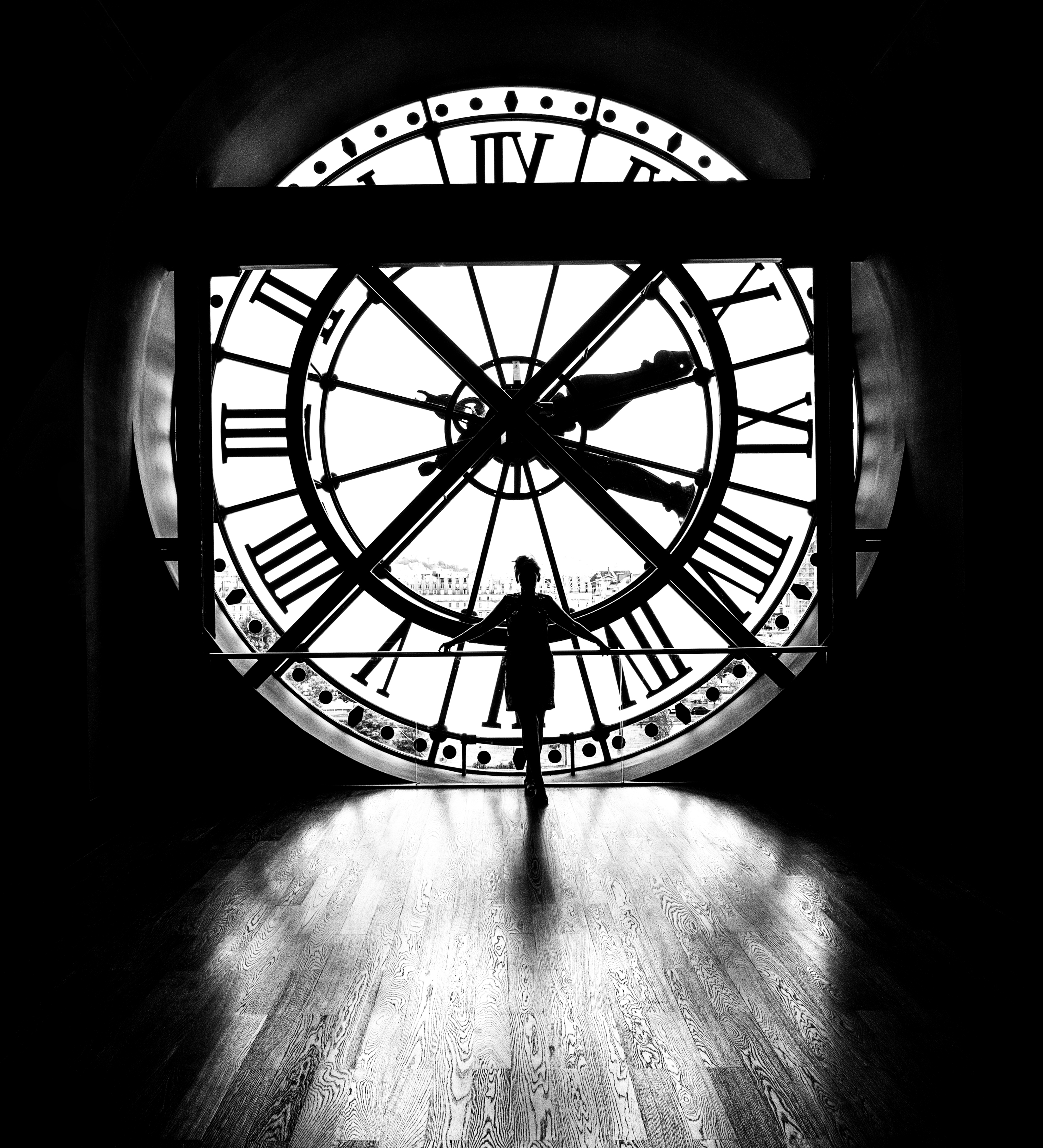 Silhouette Clock Light Black-and-white Black