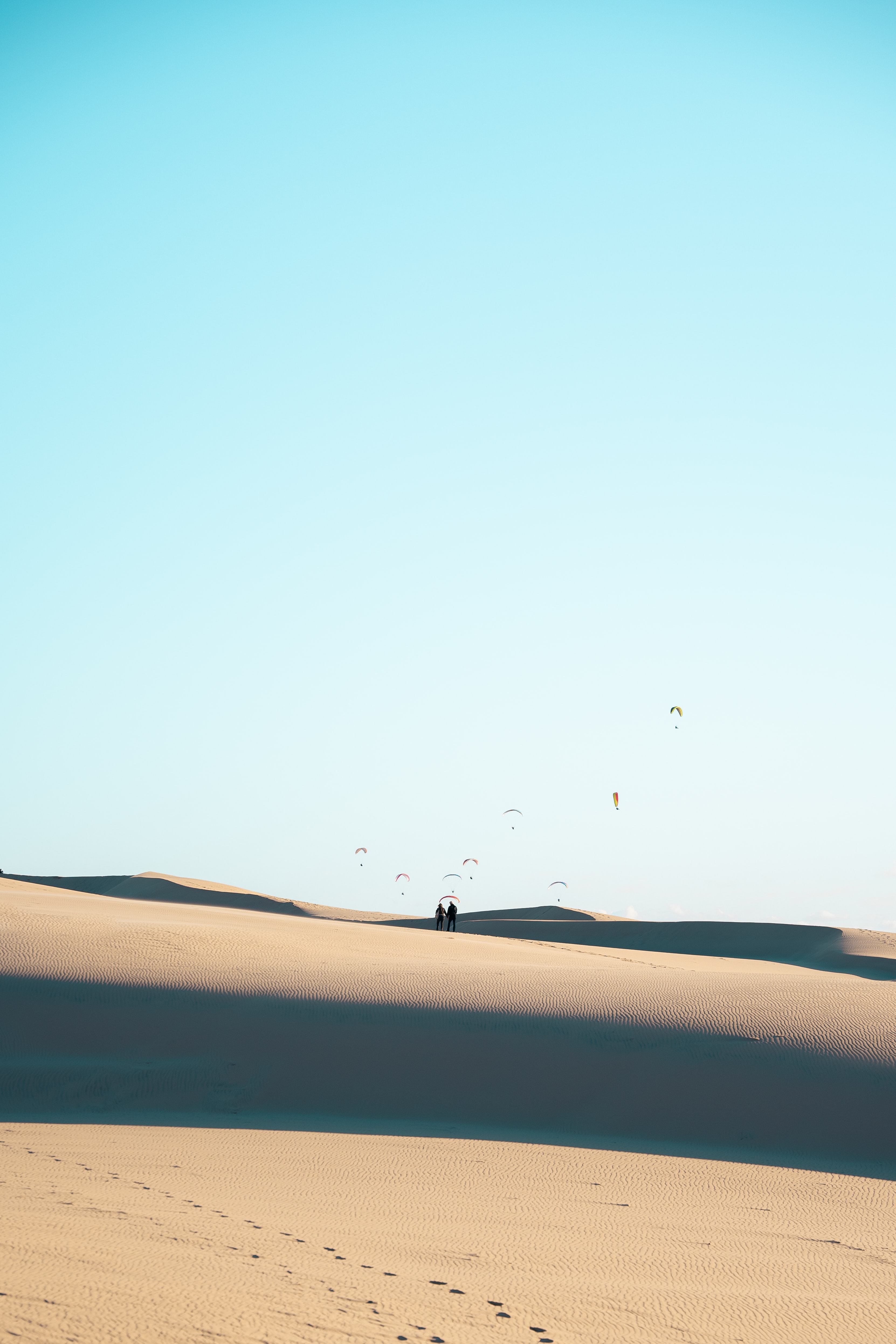 Silhouettes Couple Desert Sand