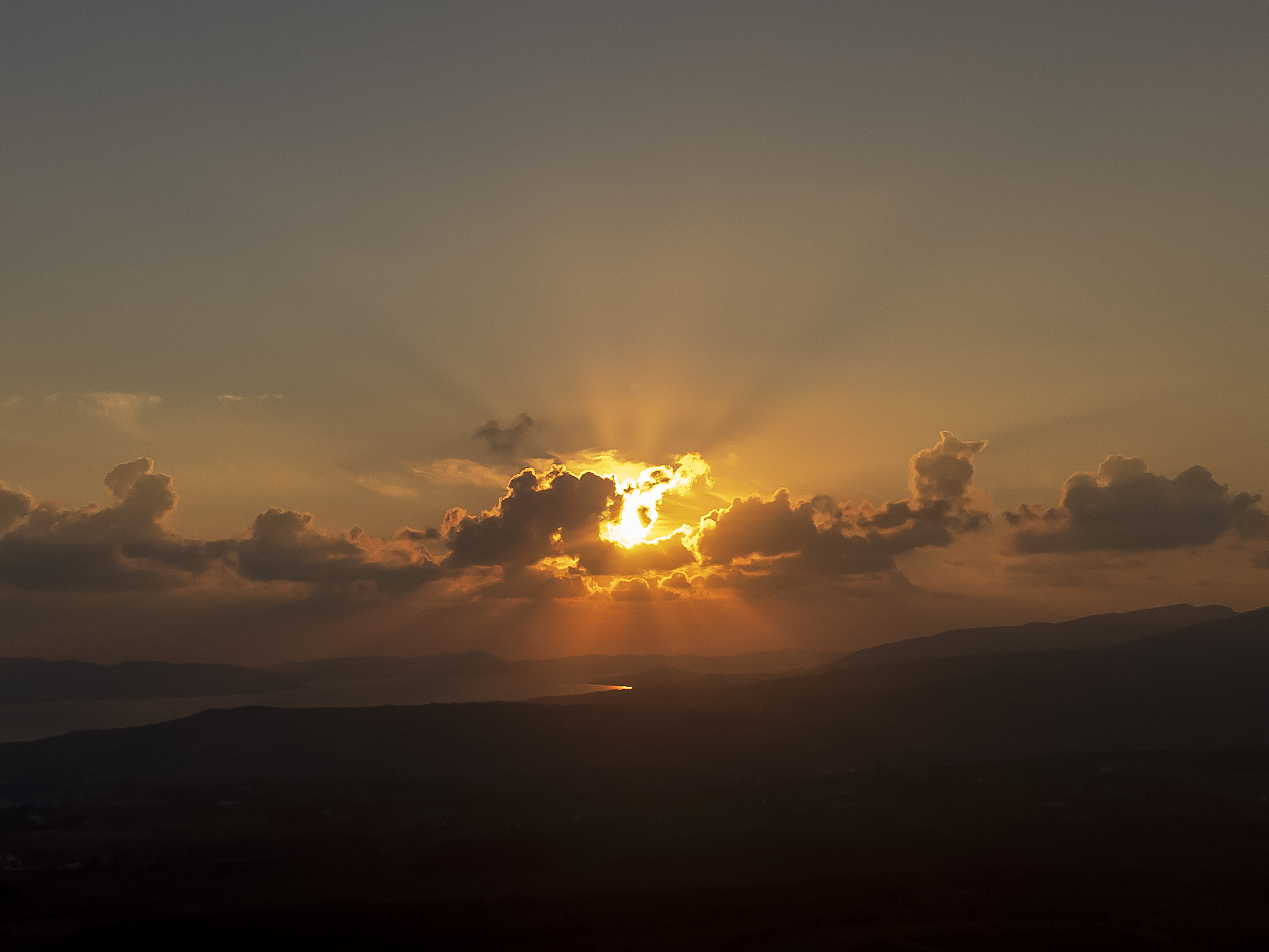 Sky Clouds Rays Sunset Dark