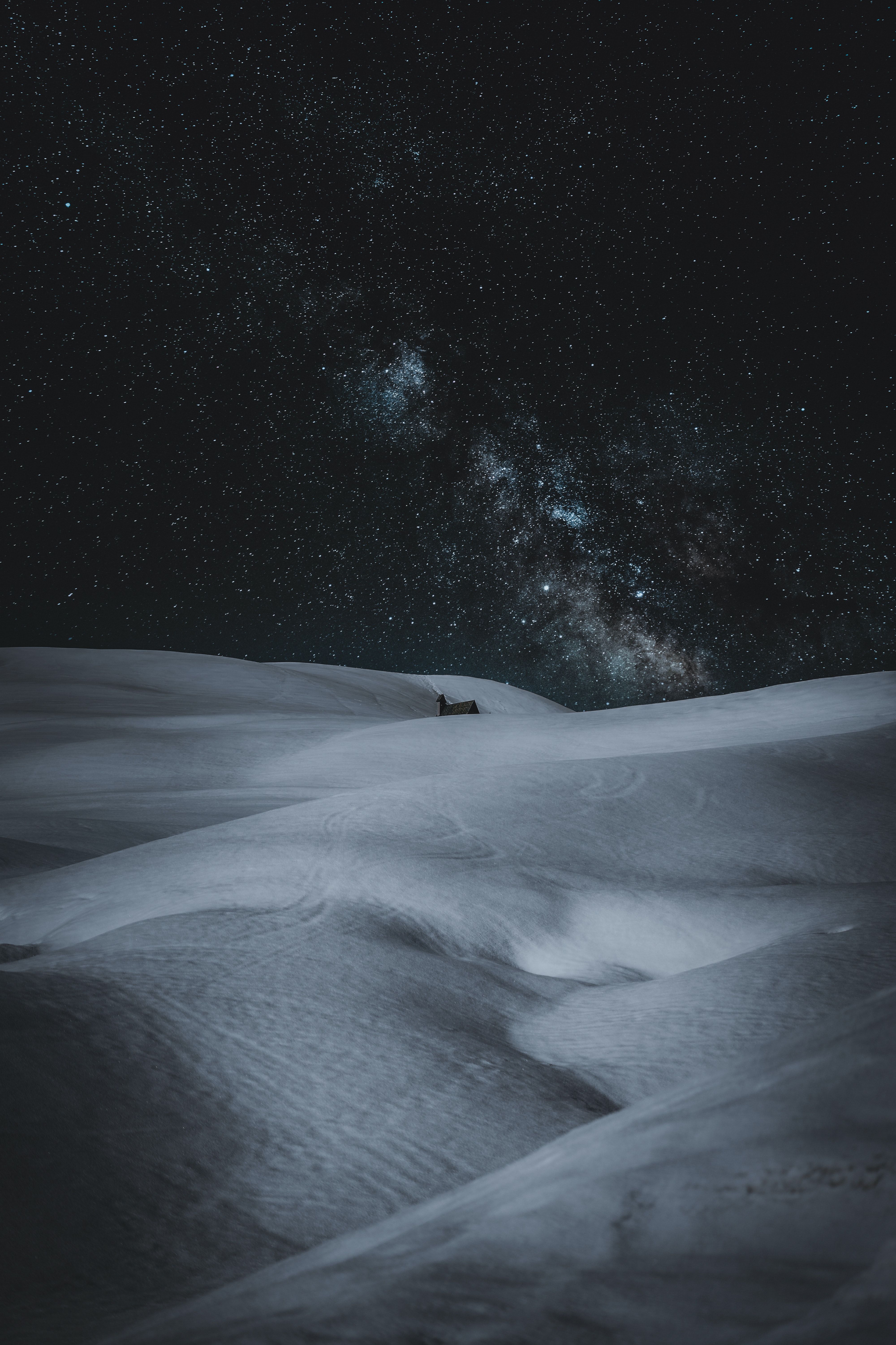 Snow Drifts Stars Sky Night Winter