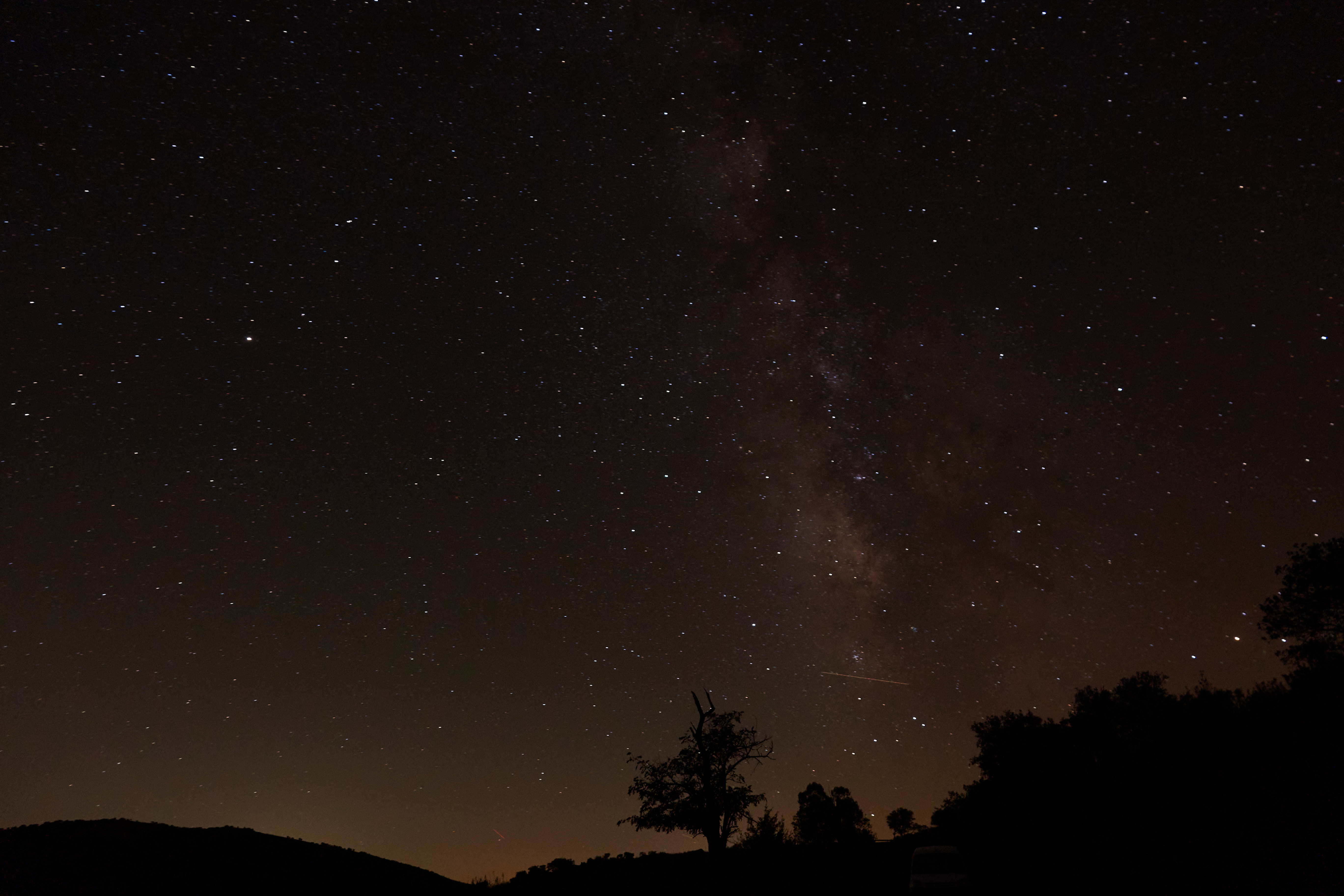 Starry-sky Stars Night Trees Silhouettes Dark