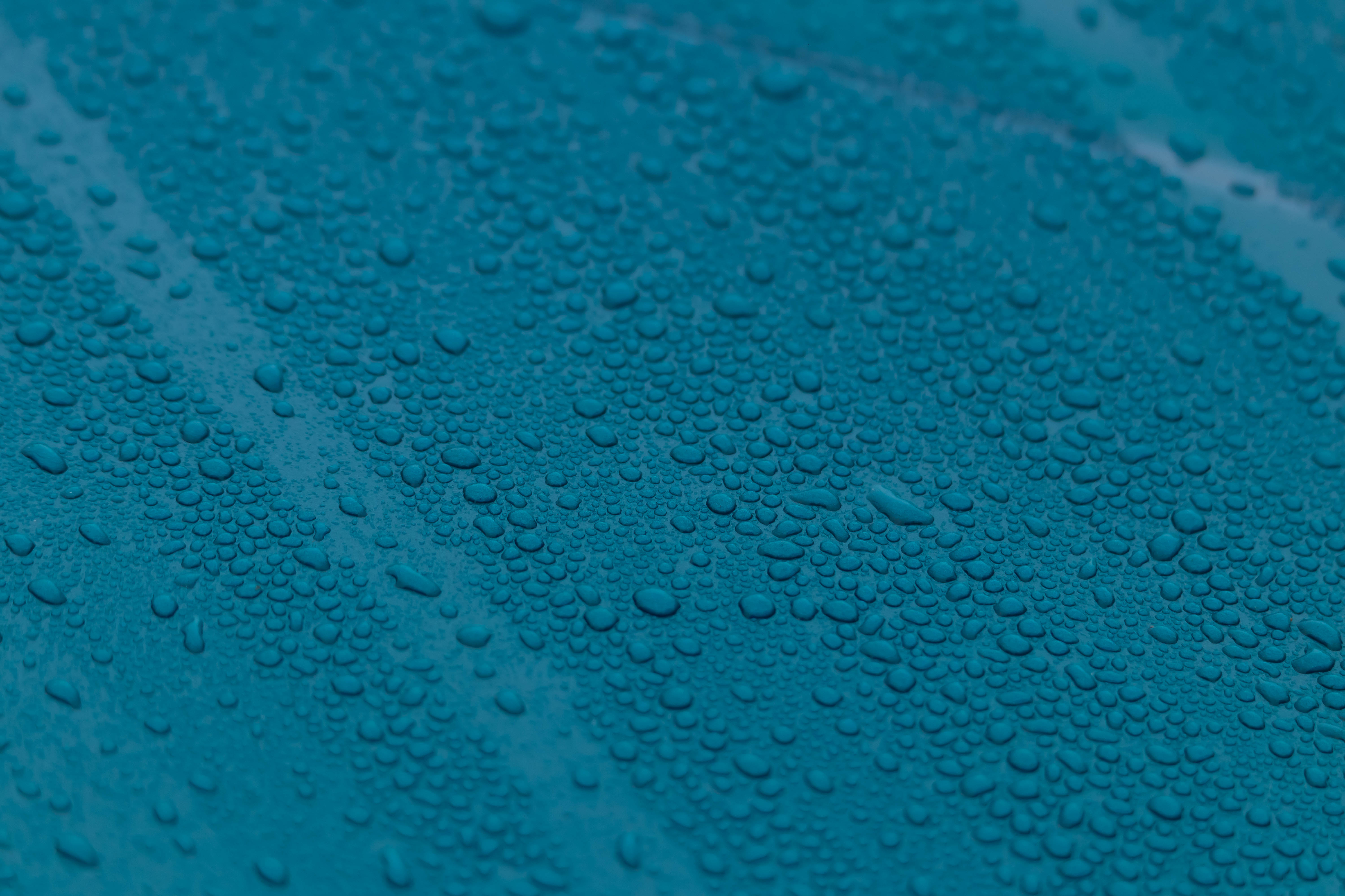 Surface Drops Water Blue Macro