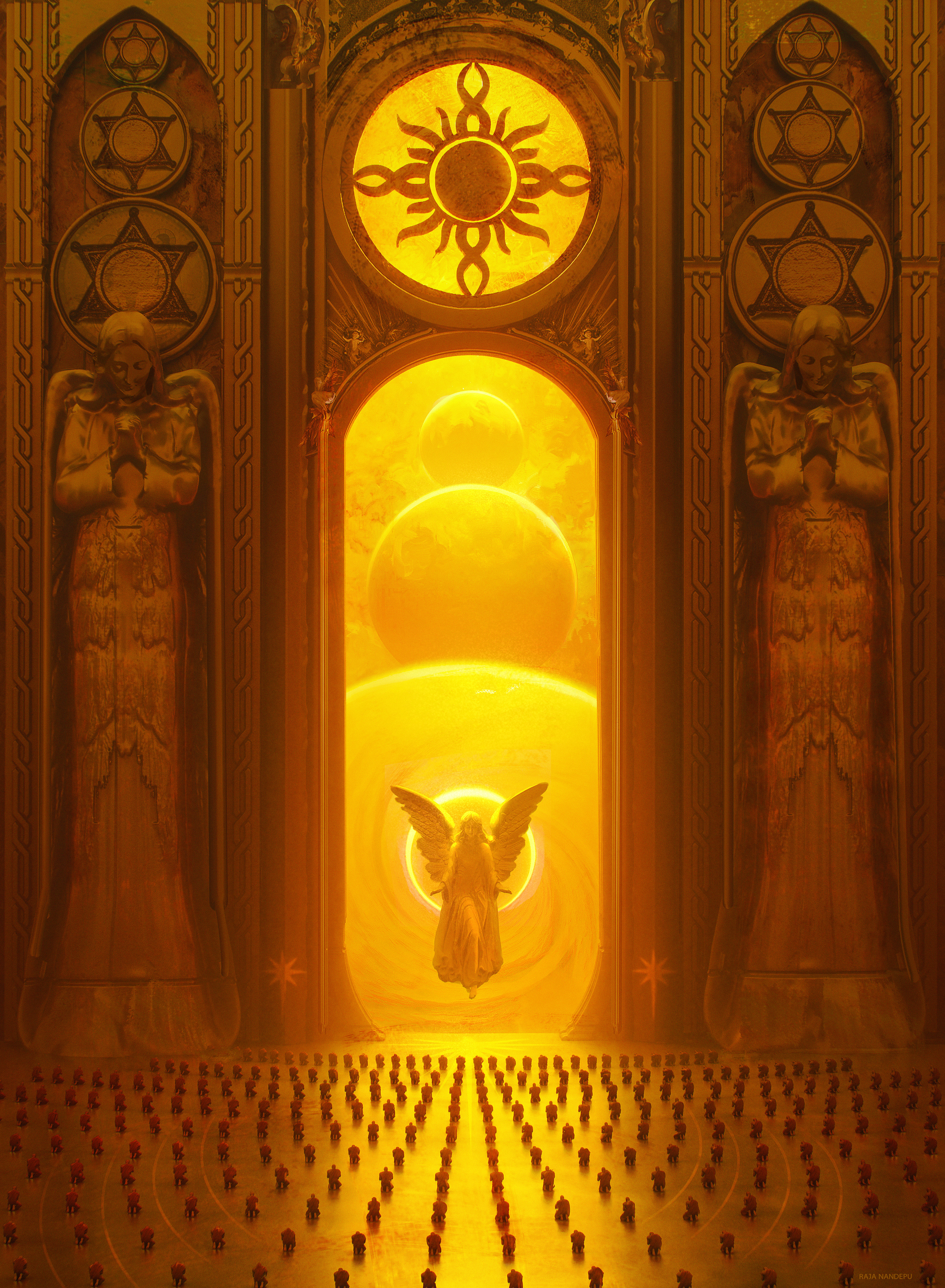 Temple Angel Glow Religion Art