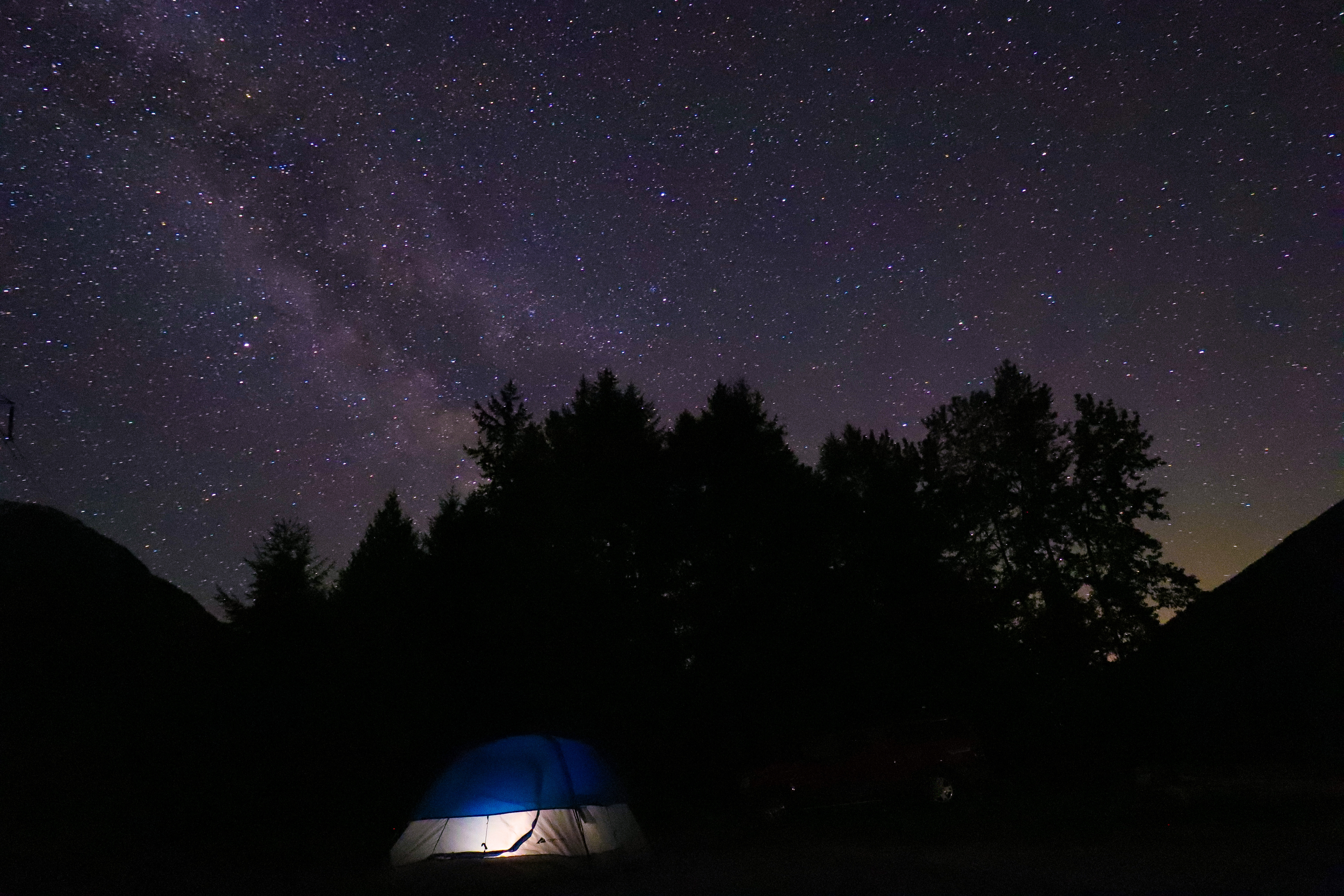 Tent Camping Stars Sky Night Dark