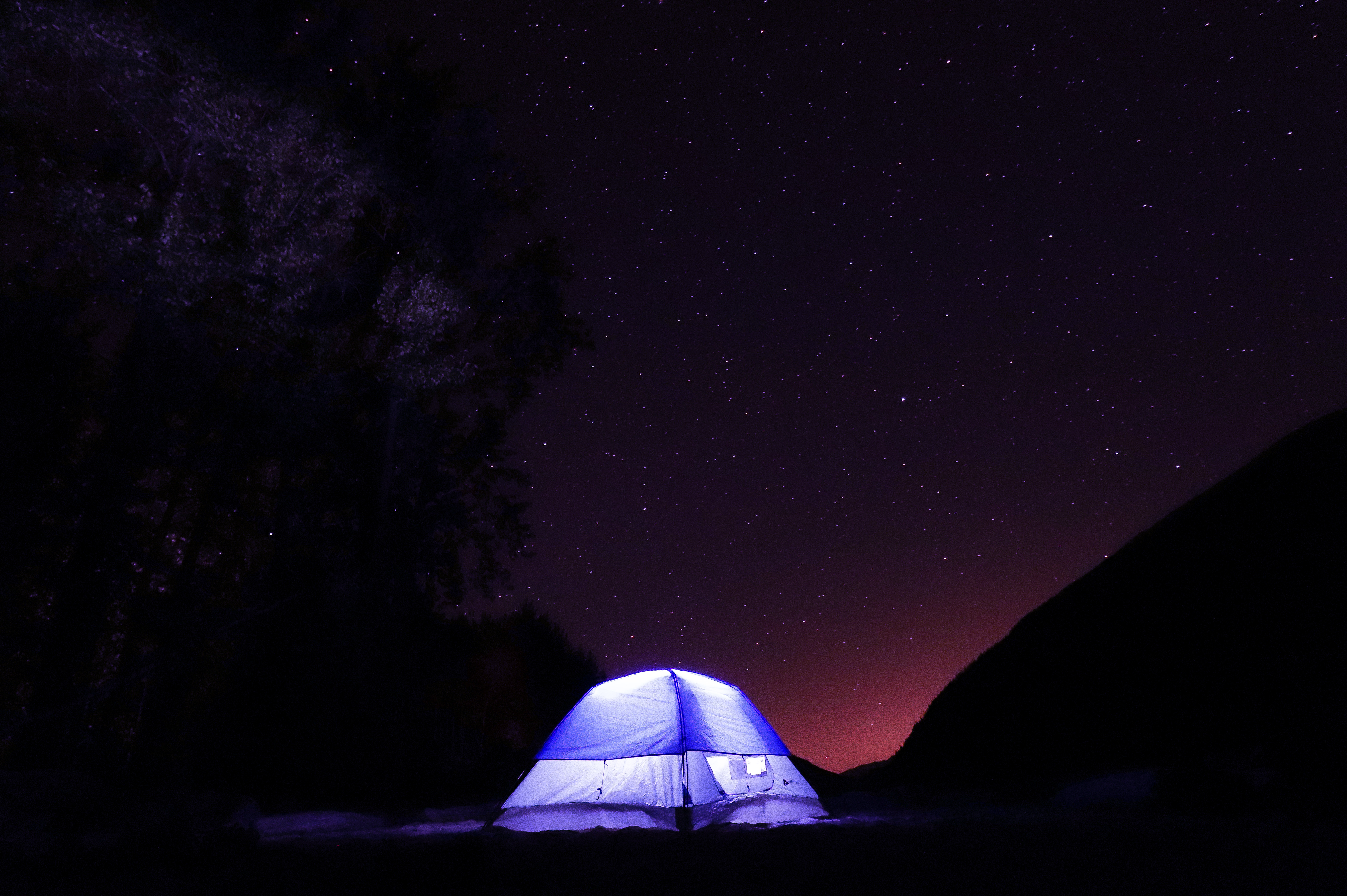 Tent Light Night Stars Dark