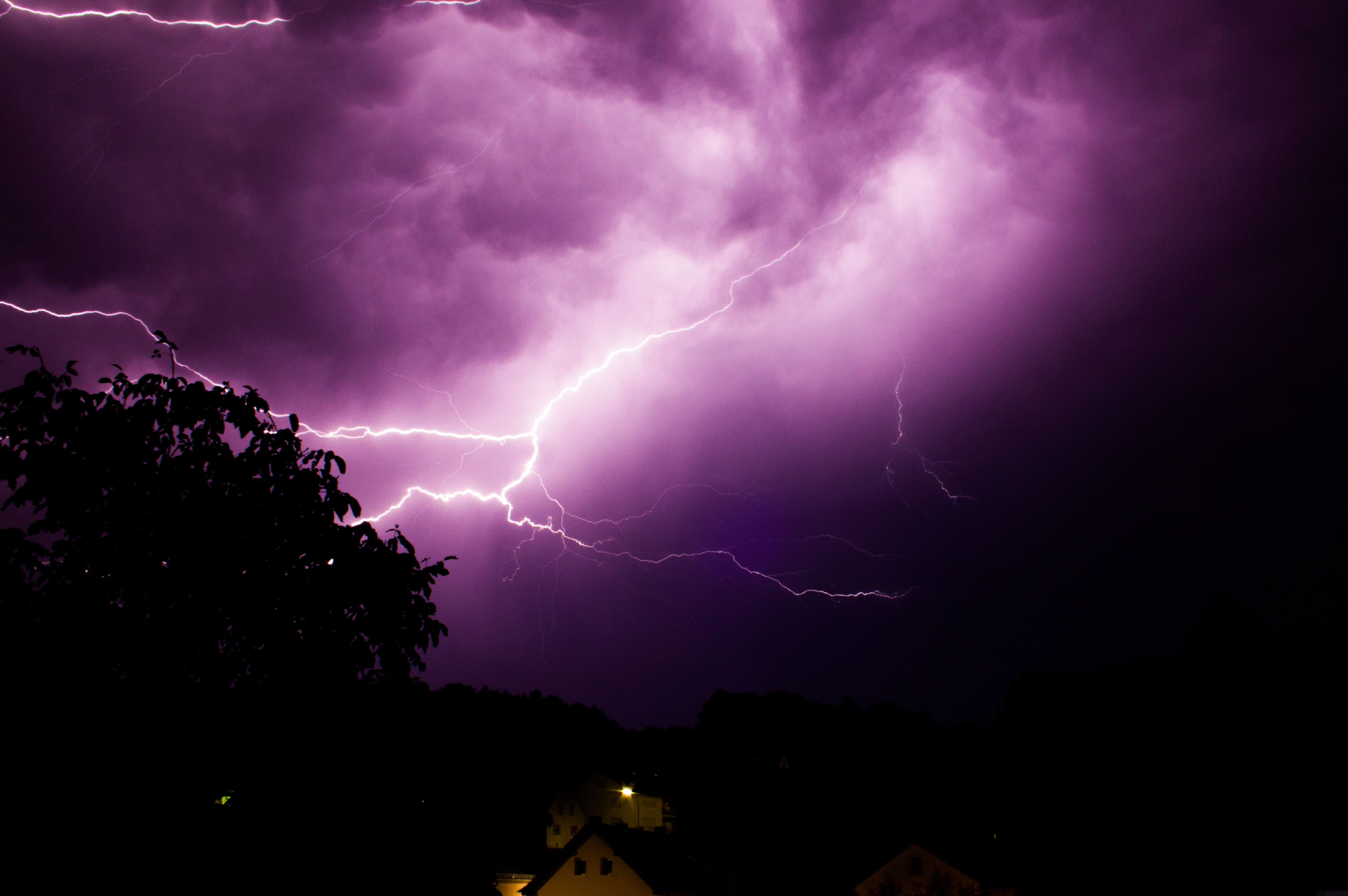 Thunderstorm Lightning Flash Purple Dark