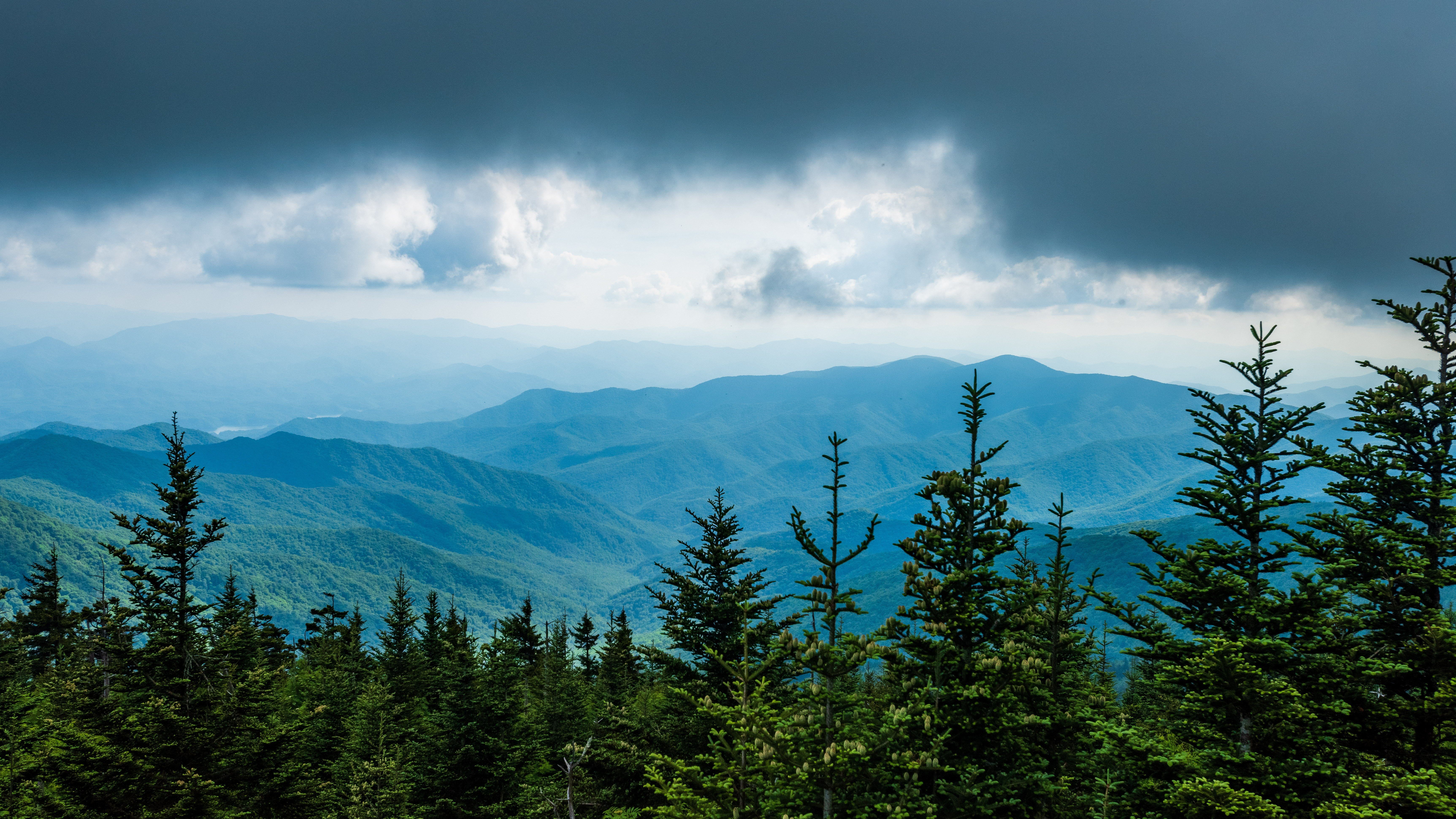 Trees Mountains Clouds Nature Aerial-view