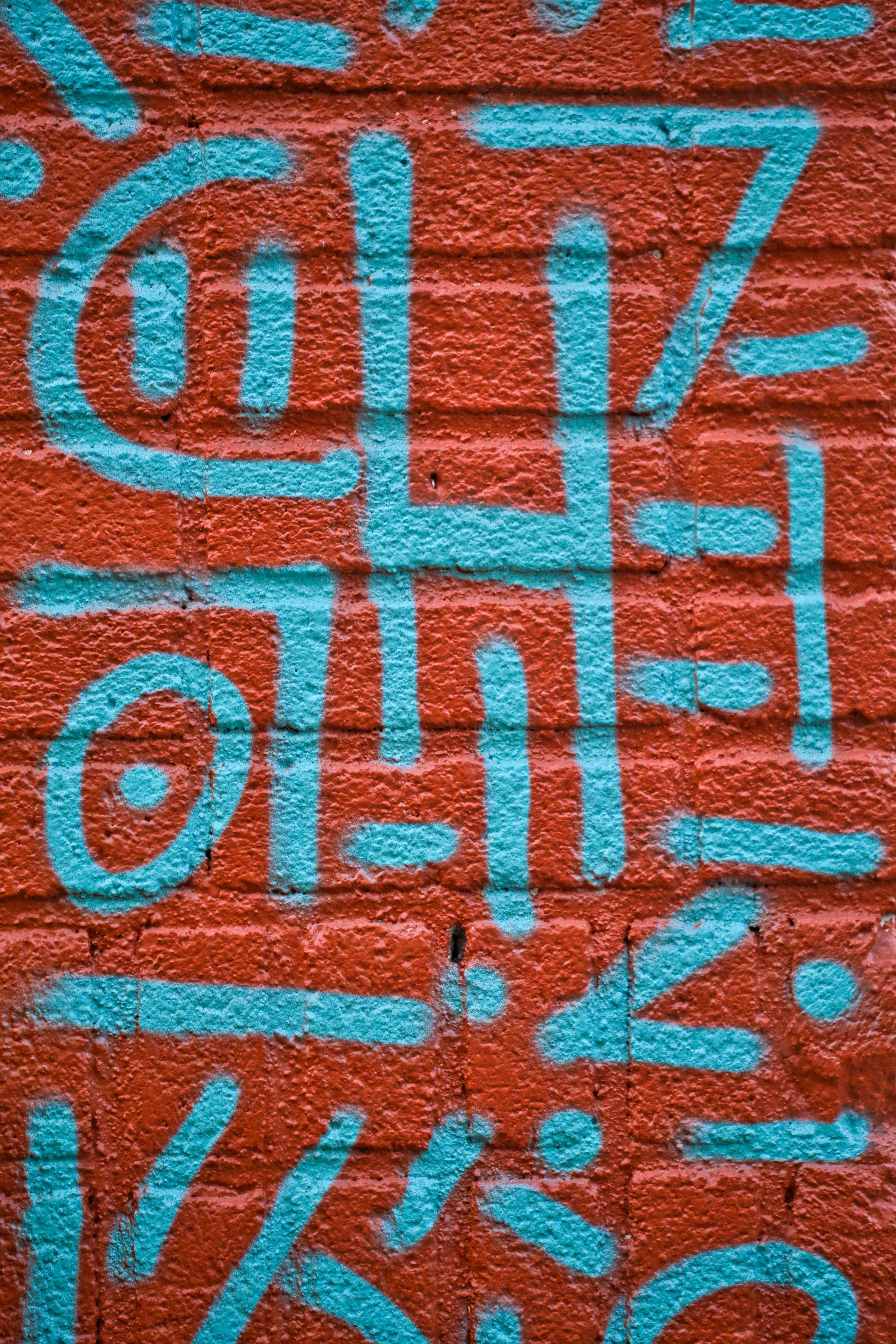 Wall Bricks Graffiti Texture Red Blue