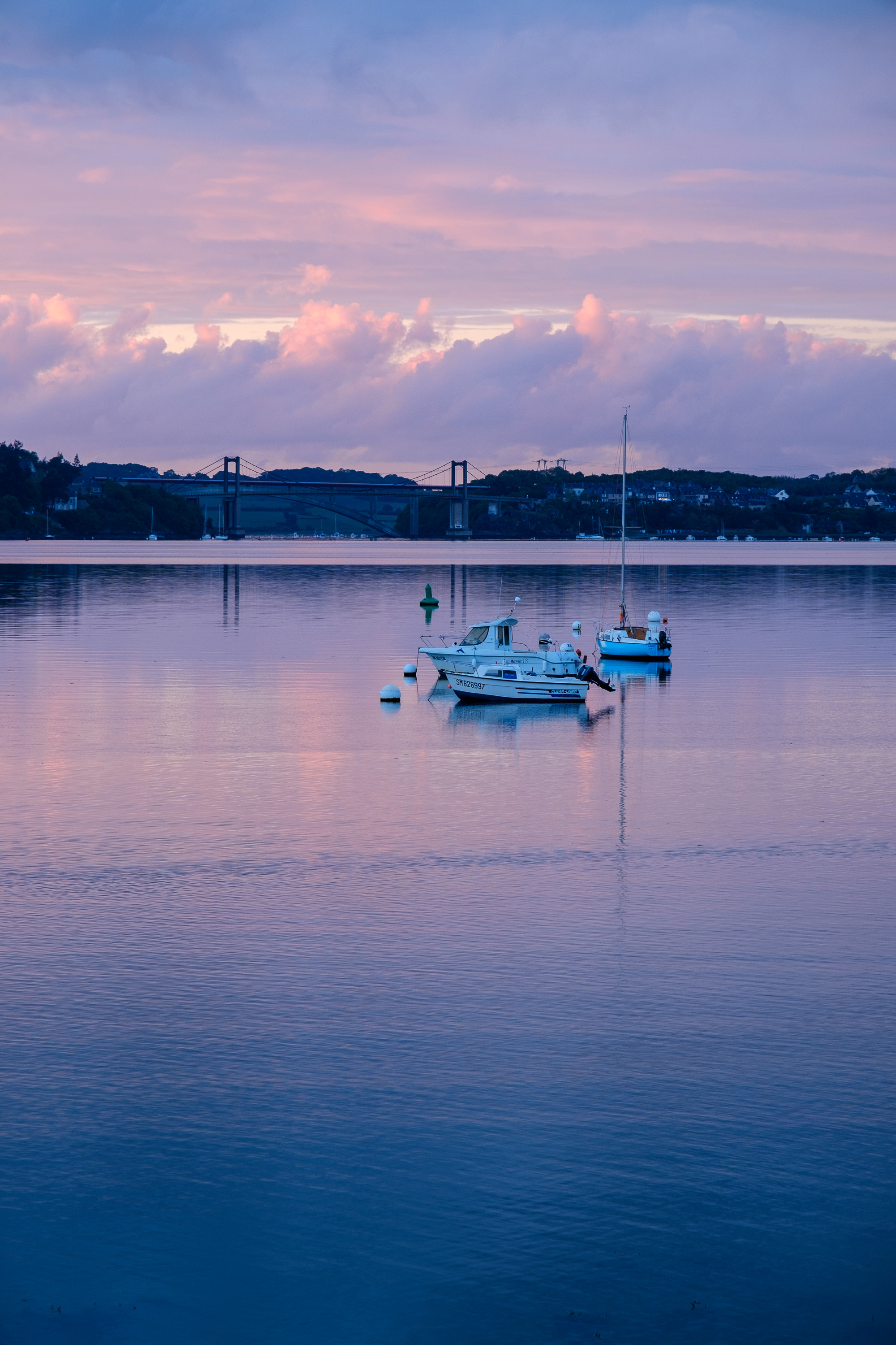 Water Boats Twilight Landscape