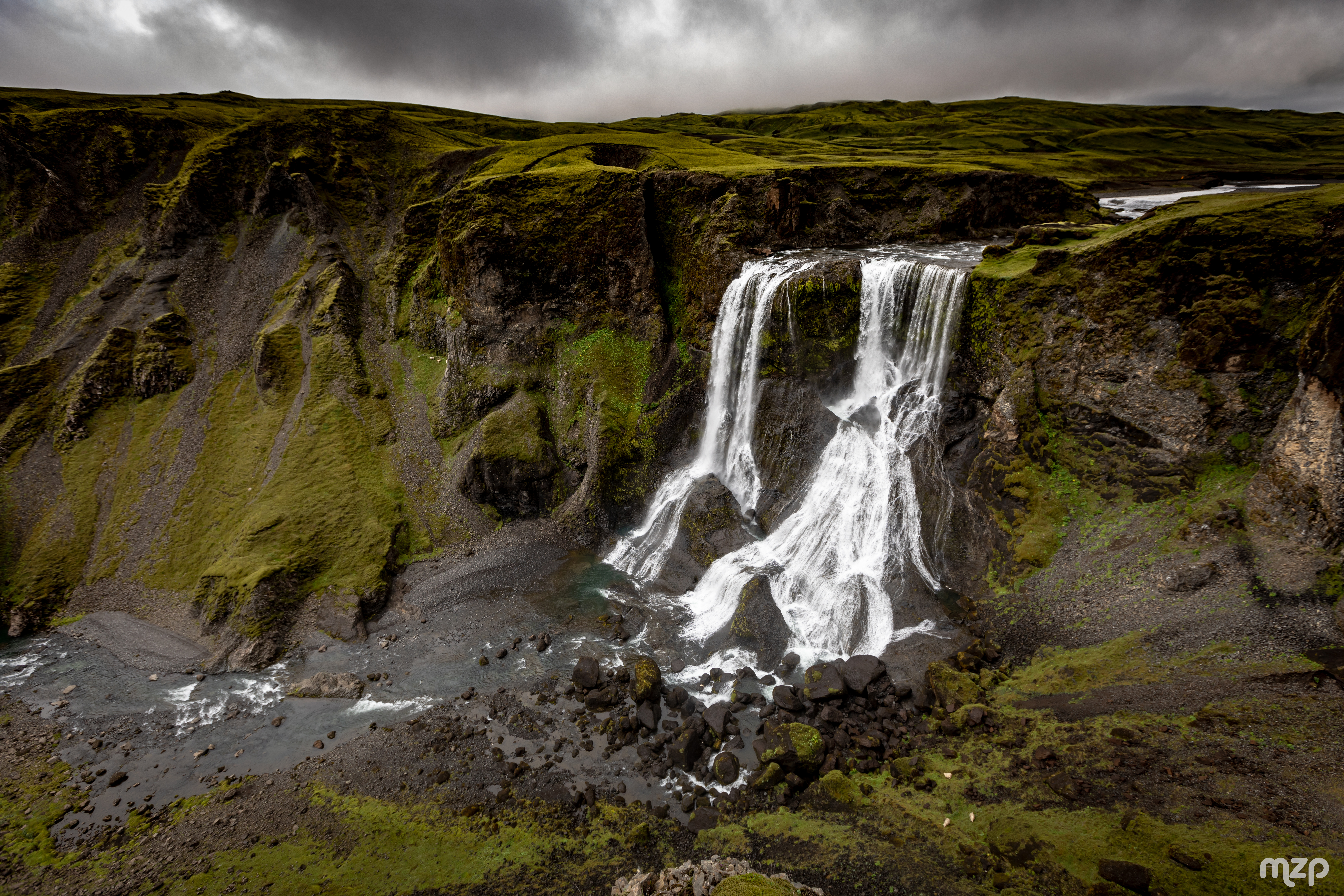 Waterfall Rocks Nature Landscape Aerial-view