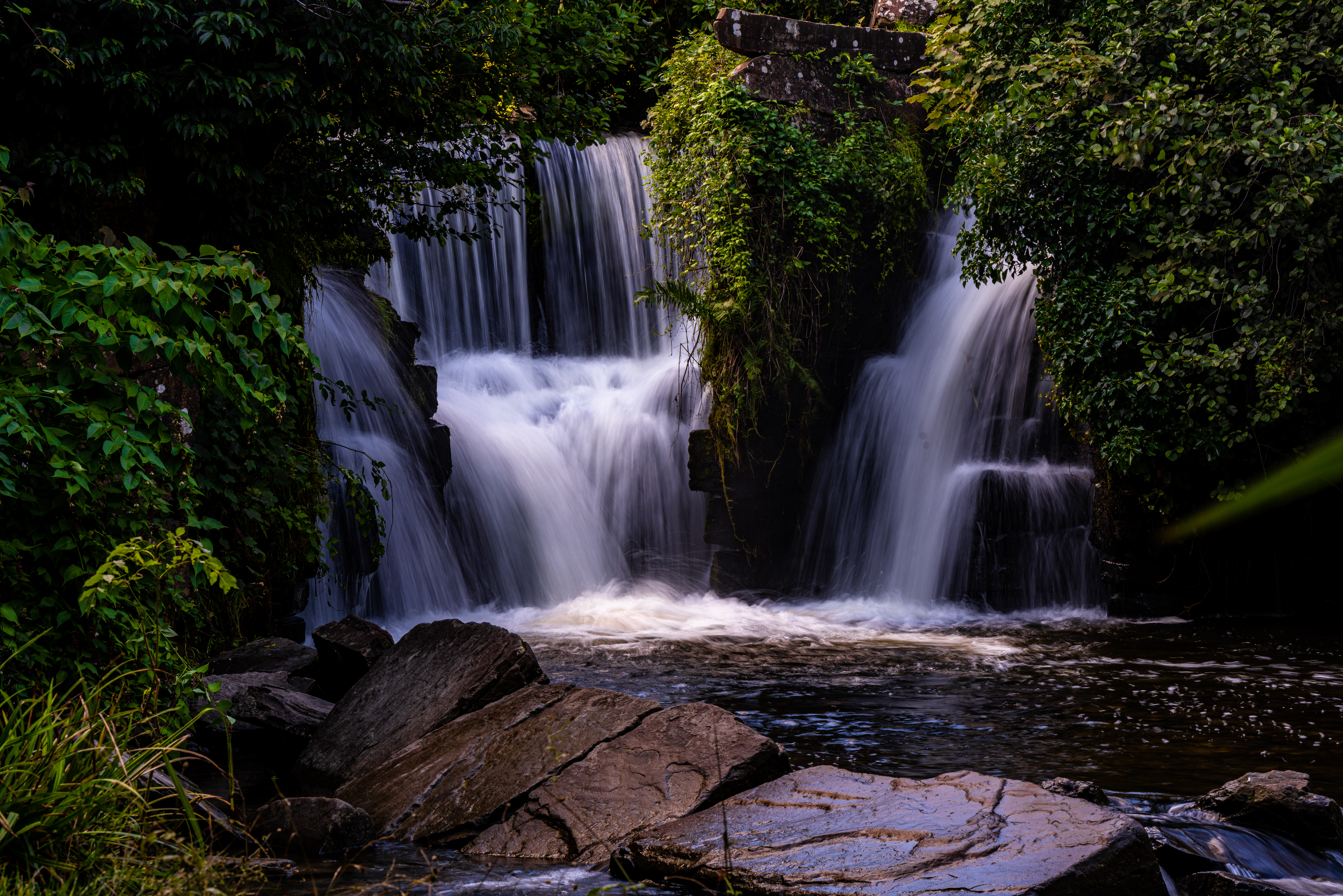 Waterfall Water Cascade Trees Nature Landscape