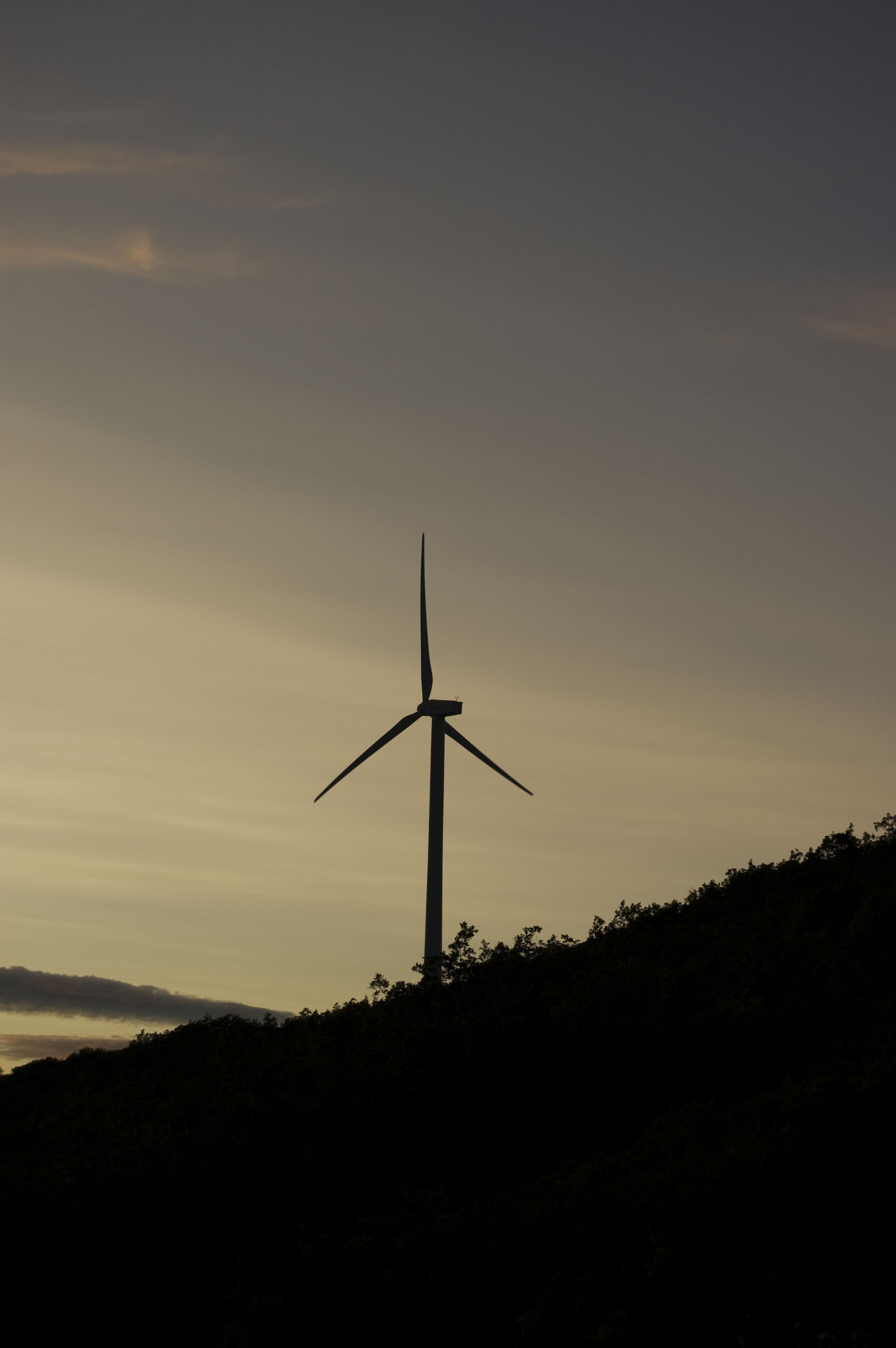 Wind-farm Turbine Silhouette Slope Twilight Dark