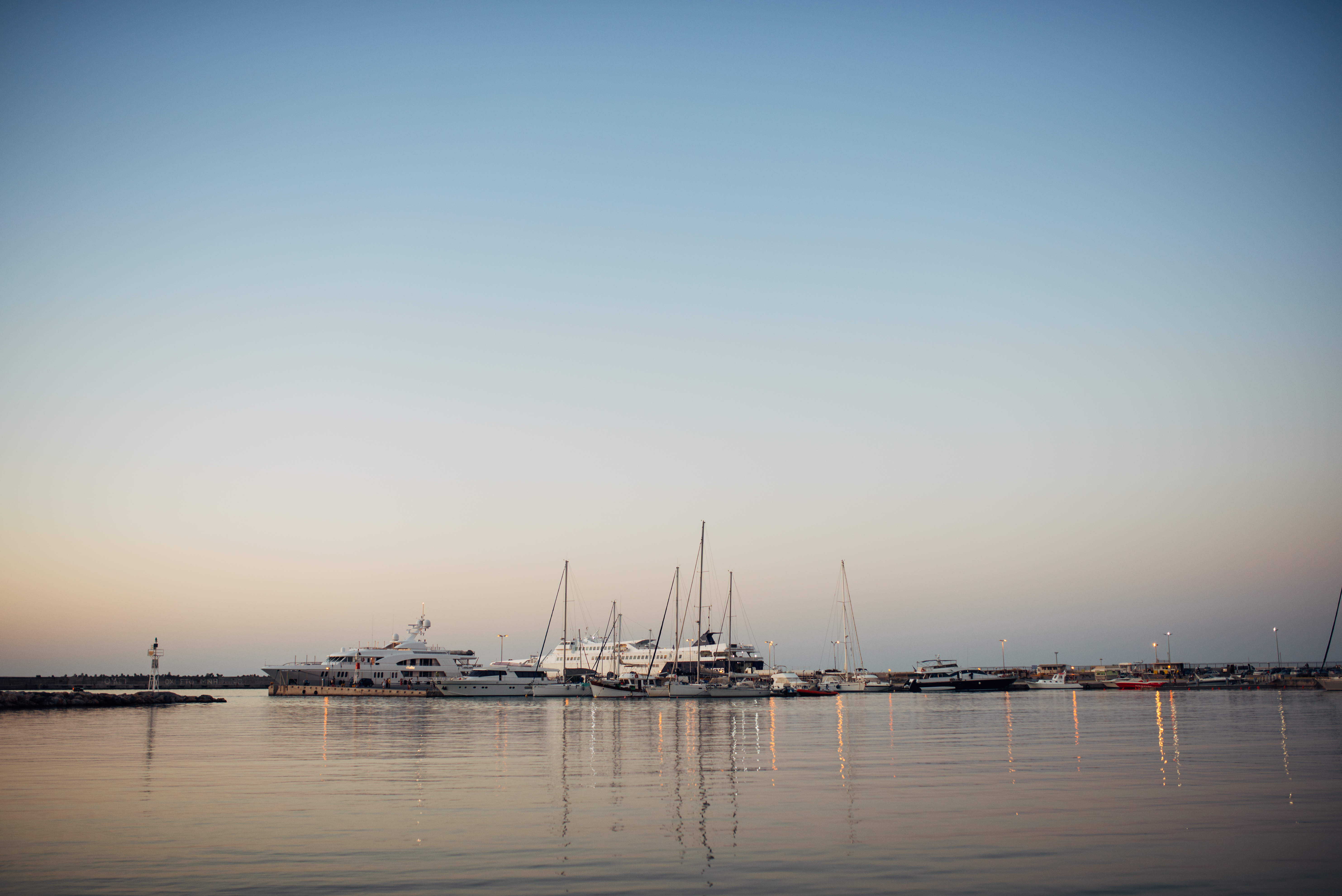 Yachts Boats Sea Water Twilight