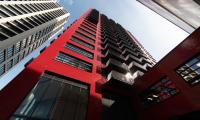 Building Facade Architecture Red Bottom-view