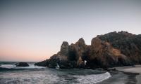Coast Rocks Sea Waves Landscape Twilight