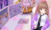 Girl Glance Chair Anime Art