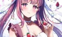 Girl Neko Cocktail Strawberry Anime Art Cartoon