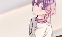 Girl Pose Glance Anime Art Purple