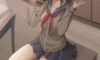 Girl Schoolgirl Glance Gesture Anime