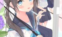 Girl Schoolgirl Umbrella Braids Anime Art Cartoon