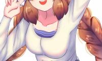 Girl Smile Gesture Selfie Anime Art Cartoon