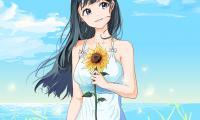 Girl Sunflower Flower Anime Art