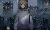 Girl Sweatshirt Buildings City Anime
