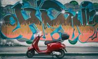 Moped Red Wall Graffiti