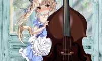 Neko Maid Double-bass Musical-instrument Anime