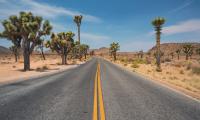 Road Desert Mountains Cacti Landscape