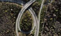 Road Forest Junction Tangled Aerial-view
