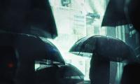 Silhouettes Umbrellas Rain Screen Dark