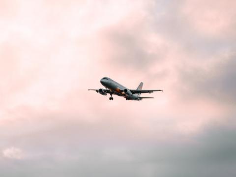 Airplane Flight Sky Clouds Pink