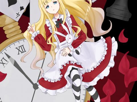 Alice-in-wonderland Chess Figures Anime Art-red