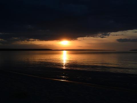 Beach Sea Horizon Sun Sunset Dark