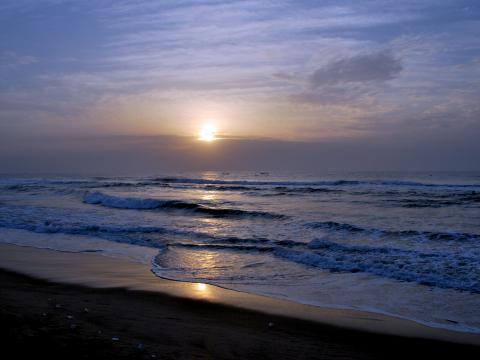 Beach Sea Sun Clouds Twilight Summer