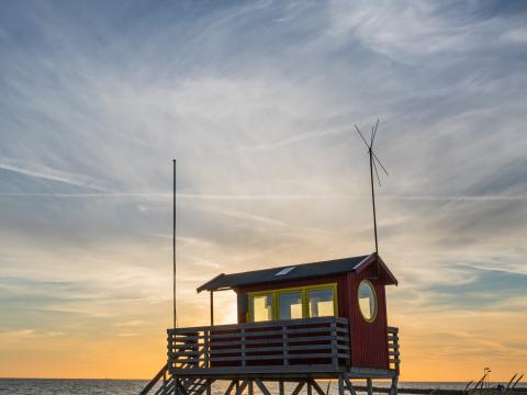 Beach Sea Tower Lifeguards Twilight