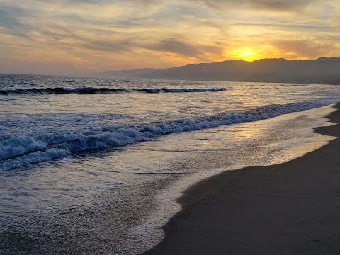 Beach Sea Waves Sunset Landscape