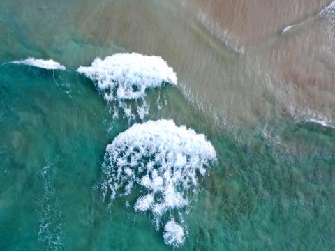 Beach Water Sea Waves Aerial-view