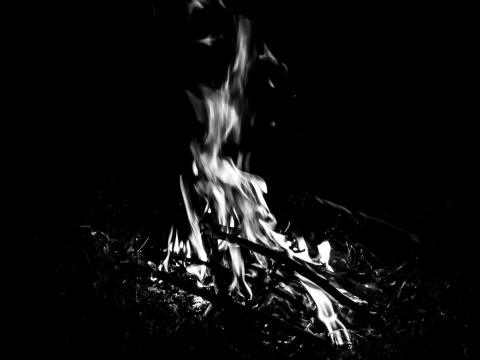 Bonfire Fire Flame Black-and-white Black