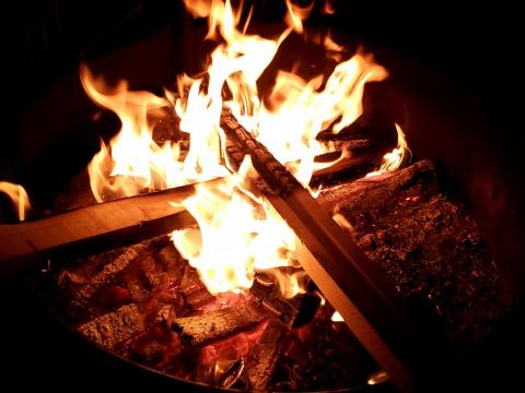 Bonfire Logs Fire Flame Night Dark