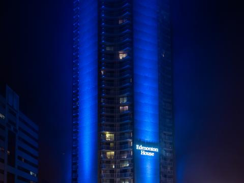 Building Architecture Backlight Blue Night Dark