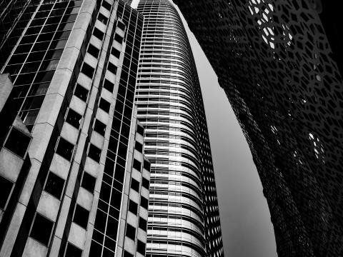 Buildings Skyscrapers Bottom-view Black-and-white