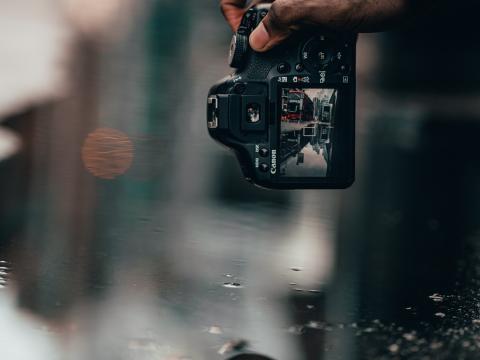 Camera Snapshot Puddle Hand Reflection