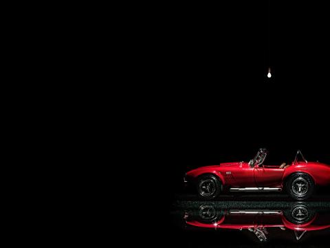 Car Red Retro Toy Reflection Dark
