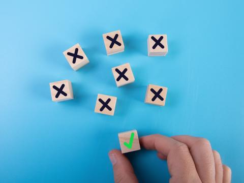 Choice Cubes Symbols Hand Blue