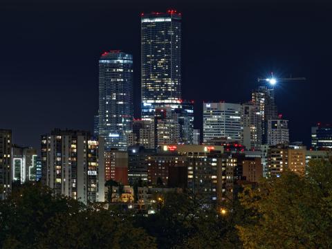 City Buildings Architecture Night Lights