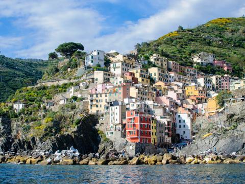 City Buildings Cliff Rock Sea