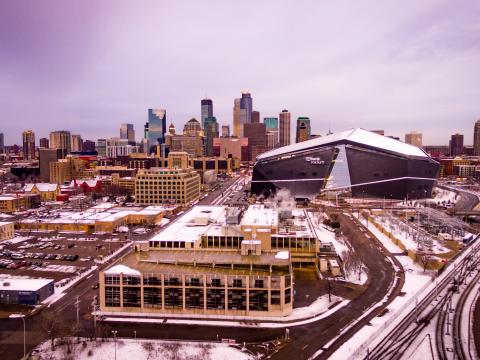 City Buildings Road Aerial-view Winter