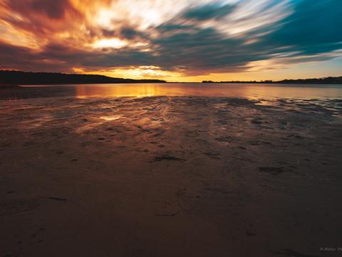 Coast Lake Horizon Sunset